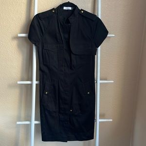 Calvin Klein size 4 gorgeous military style button up form fitting black